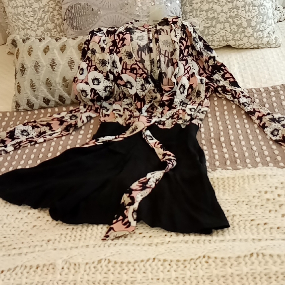 Miss Selfridge Black and Pink Floral Romper NWT